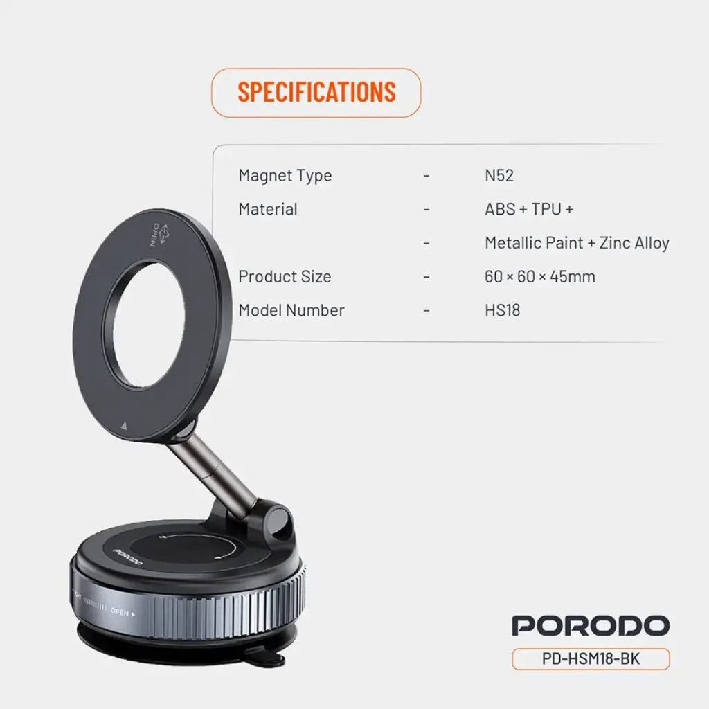 PORODO BLUE 360 VACUUM MAG SAFE SUCTION HOLDER - BLACK PORODO BLUE 360 VACUUM MAG SAFE SUCTION HOLDER - BLACK