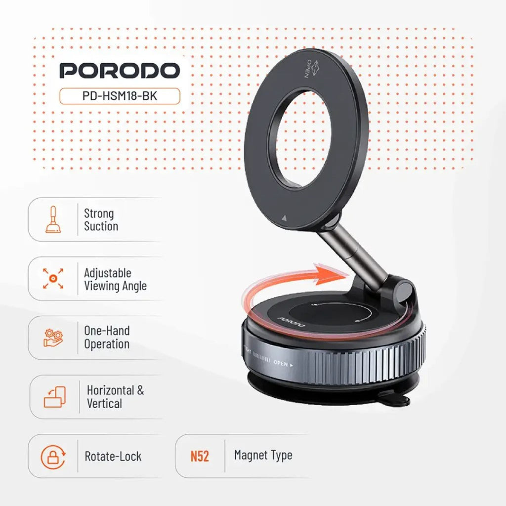 PORODO BLUE 360 VACUUM MAG SAFE SUCTION HOLDER - BLACK PORODO BLUE 360 VACUUM MAG SAFE SUCTION HOLDER - BLACK