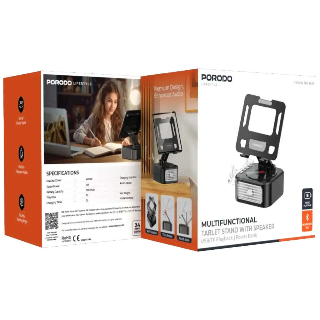 Porodo Lifestyle Multifunctional Tablet Speaker Stand Porodo Lifestyle Multifunctional Tablet Speaker Stand