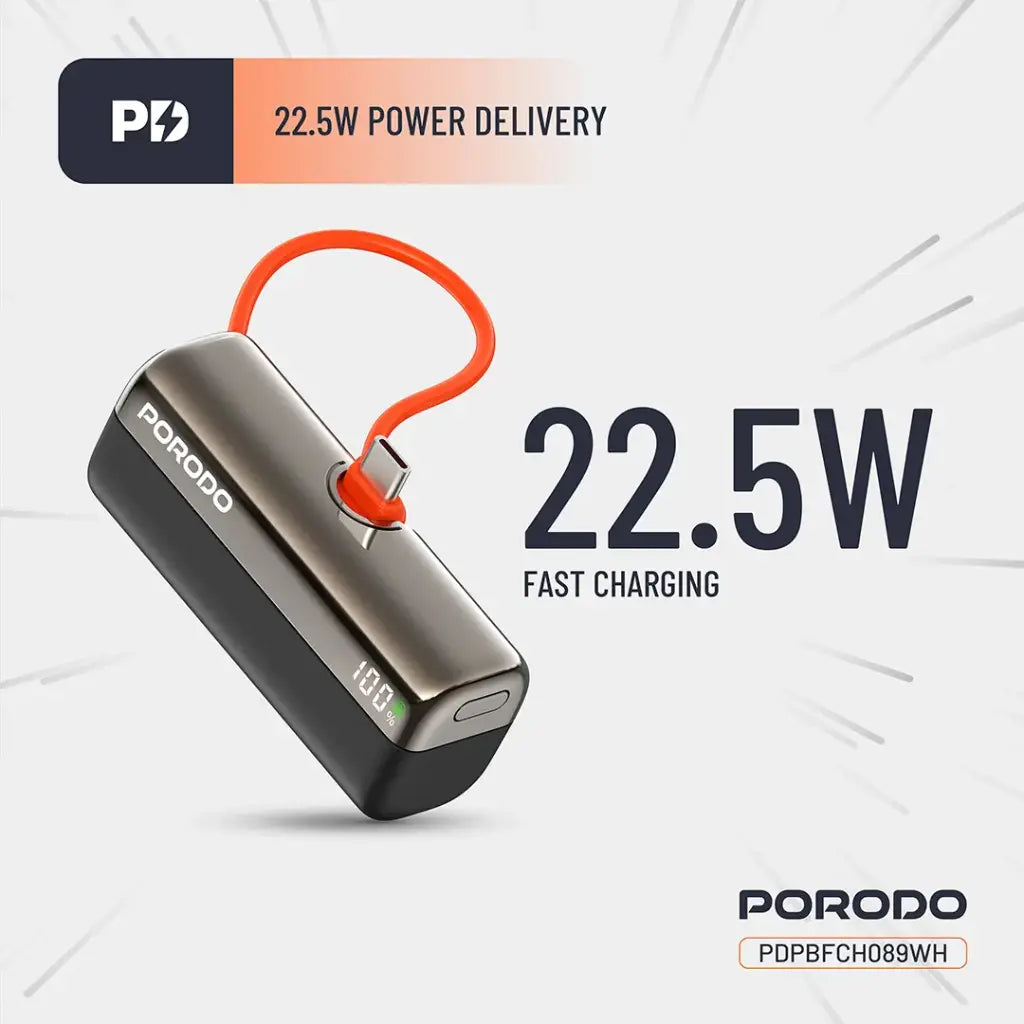 Porodo Pocket Volt 5000mAh Power Bank Porodo Pocket Volt 5000mAh Power Bank