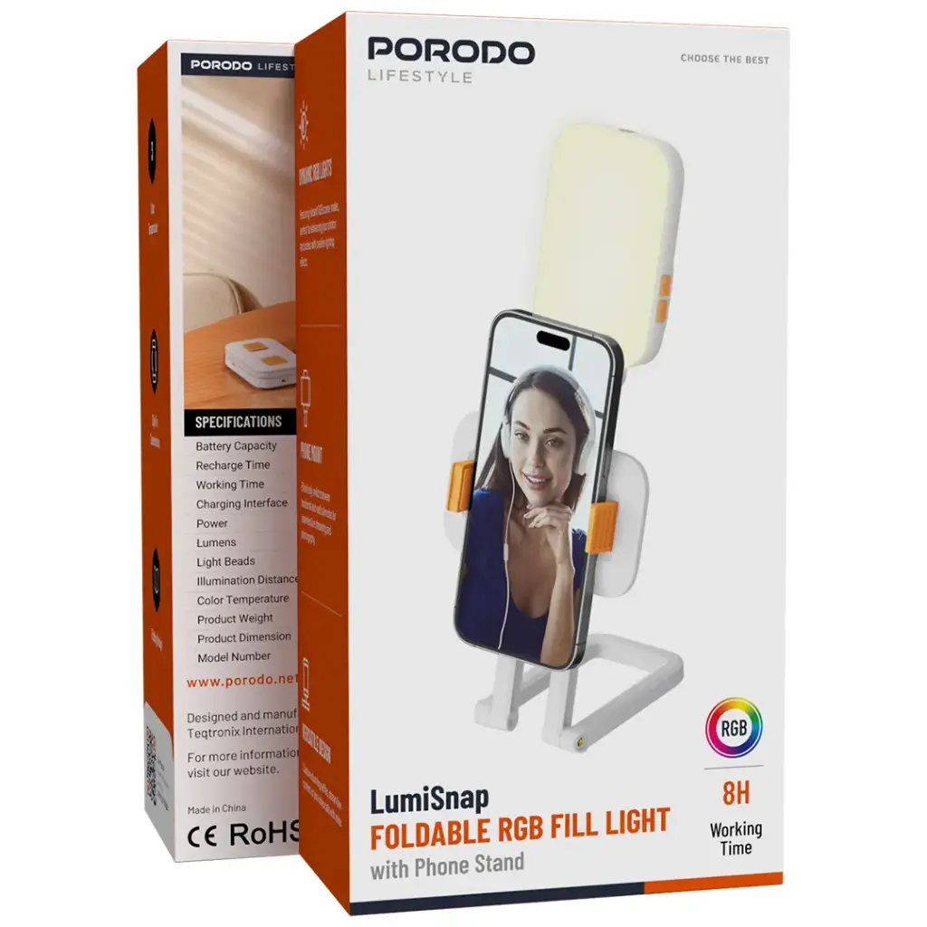 Porodo Lifestyle Phone Stand Fill Light Porodo Lifestyle Phone Stand Fill Light