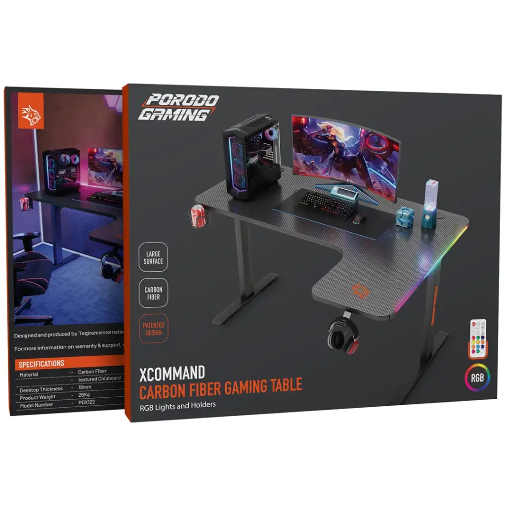 Porodo Gaming Xcommand Carbon Fiber Gaming Table Porodo Gaming Xcommand Carbon Fiber Gaming Table