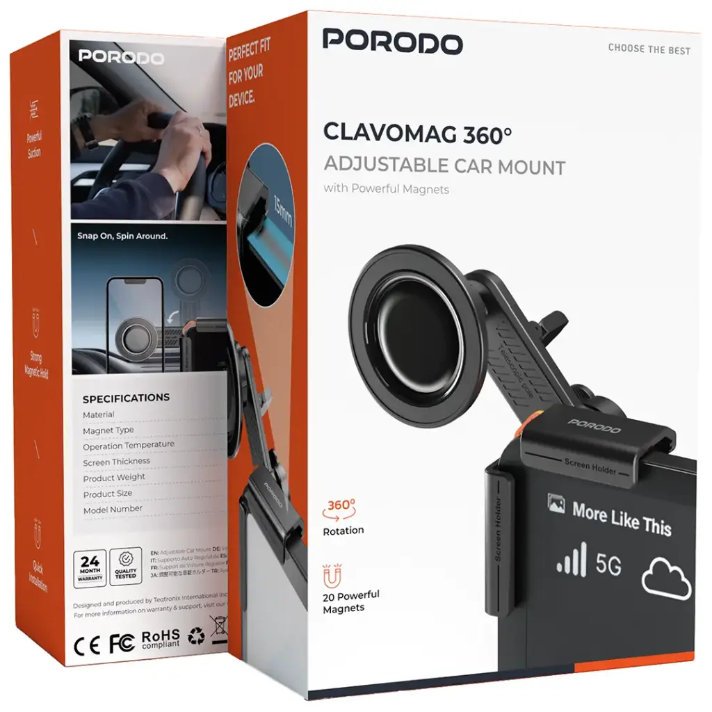 Porodo Clavomag Car Mount 360 Adjustable Porodo Clavomag Car Mount 360 Adjustable