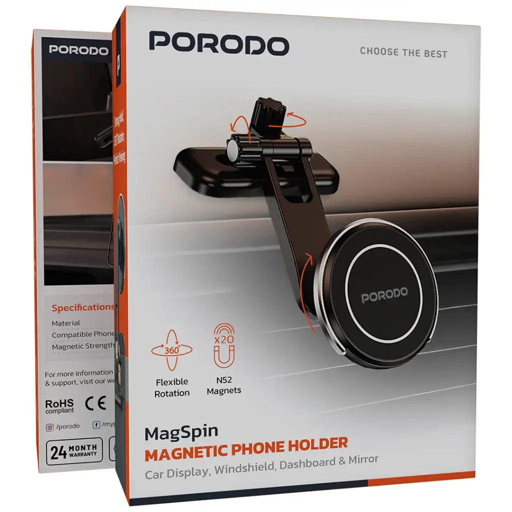 Porodo MagSpin Magnetic Phone Holder Porodo MagSpin Magnetic Phone Holder