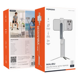 Porodo Malibu Selfie Stick with Tripod and Bluetooth Shutter Button - White