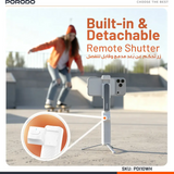 Porodo Malibu Selfie Stick with Tripod and Bluetooth Shutter Button - White