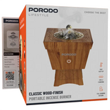 PORODO Lifestyle Classic Wood-Finish Portable Incense Burner - Brown