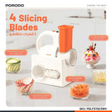 Porodo Lifestyle Fresko Multi-Functional Salad Maker with 4 Slicing Blades - White