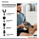 Porodo Lifestyle EaseOn Handheld Massager with 4 Heads  - Black & Grey