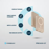 Powerology 10000 mAh Magsafe Powerbank-Desert Titanium