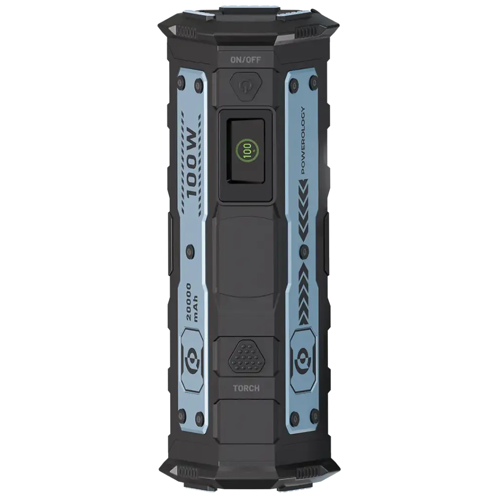 Powerology TorchPower 20000mAh Power Bank with Built-In Flashlight - Black