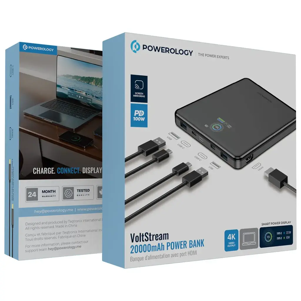 Powerology VoltStream 20000mAh Power Bank - Black Powerology VoltStream 20000mAh Power Bank - Black