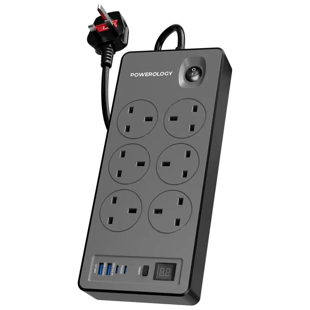 Powerology 6AC 2990W Power Strip PD 20W Powerology 6AC 2990W Power Strip PD 20W