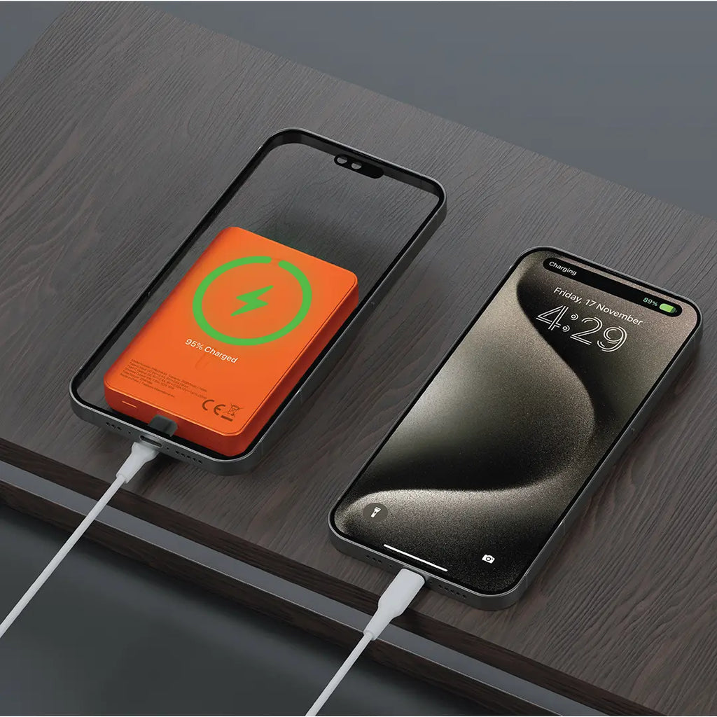 Powerology Spetelli 10000mAh Magsafe Aluminum Power Bank PD 20W - ORANGE Powerology Spetelli 10000mAh Magsafe Aluminum Power Bank PD 20W - ORANGE