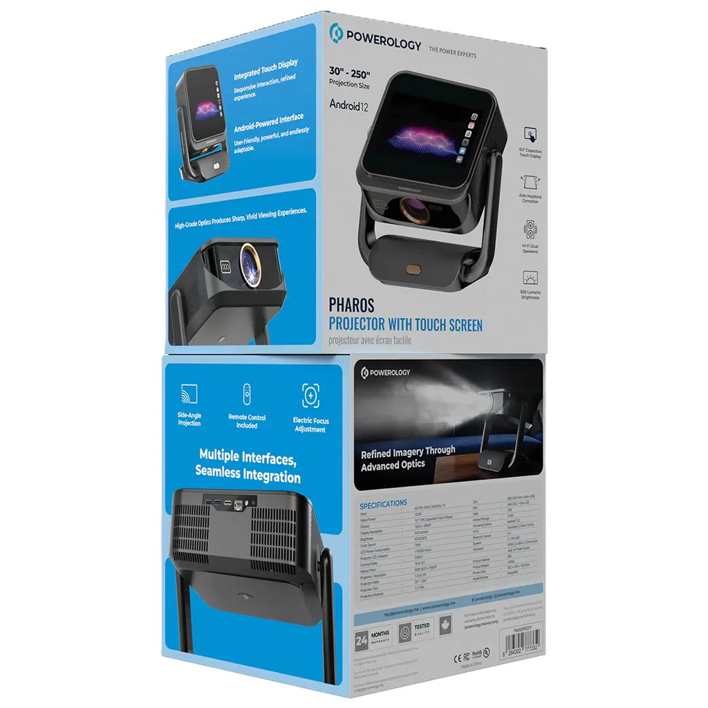 Powerology Pharos Projector With Tablet Screen 500 Lumens - Gray Powerology Pharos Projector With Tablet Screen 500 Lumens - Gray