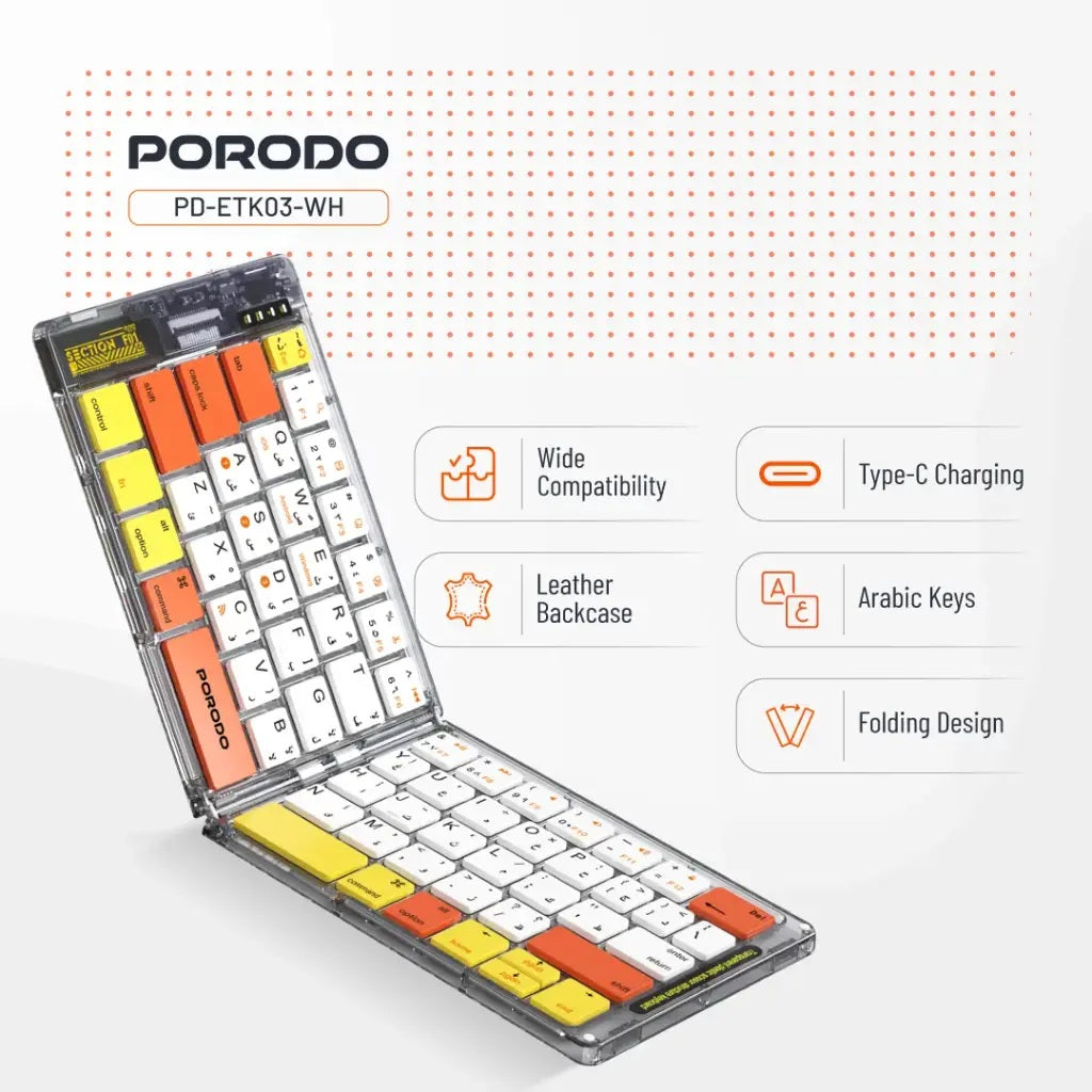 Porodo Crystal Shell Wireless Keyboard Porodo Crystal Shell Wireless Keyboard