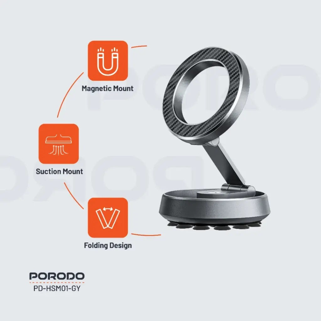 Porodo HS01 DUO Mount MagSafe & Suction - Gray Porodo HS01 DUO Mount MagSafe & Suction - Gray
