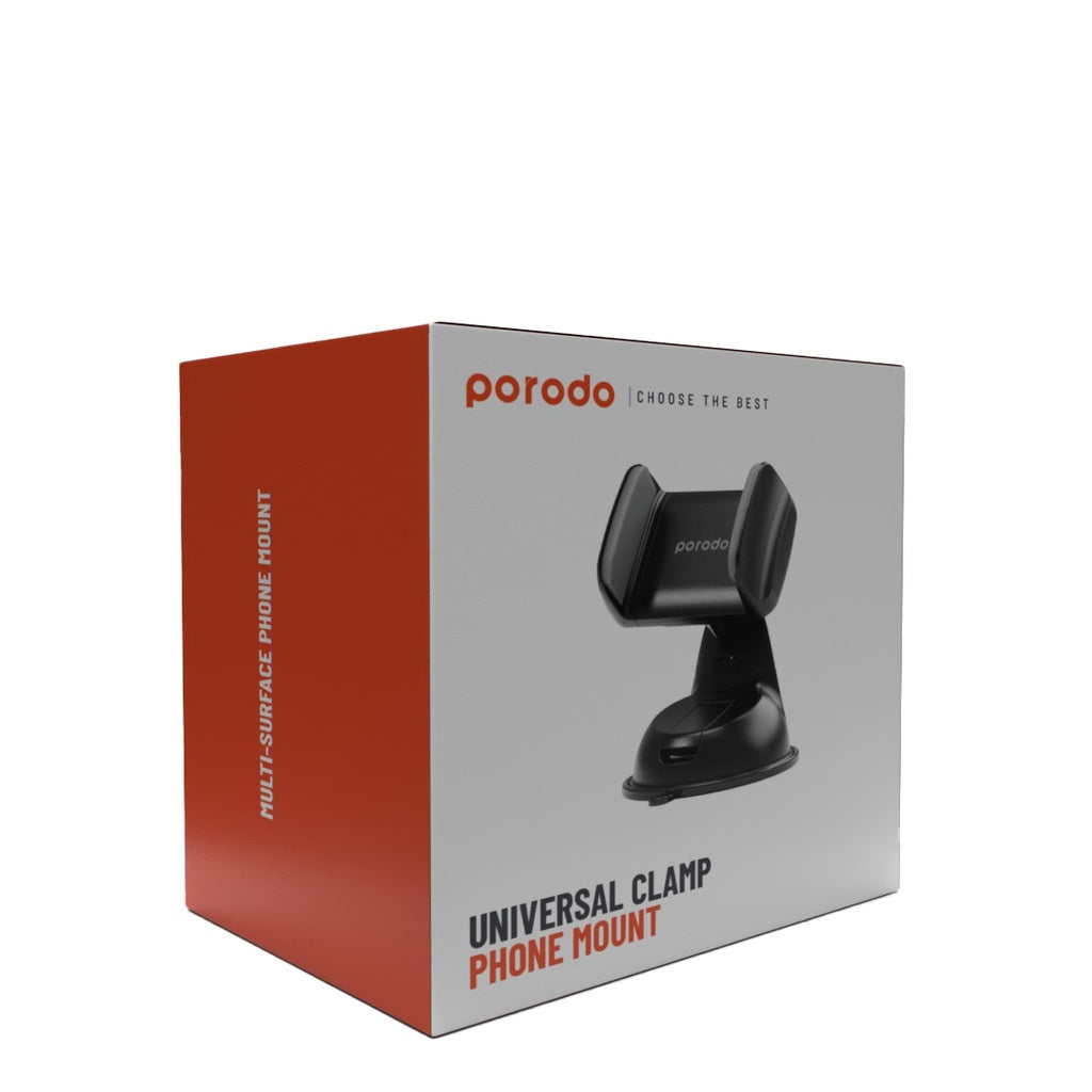 Porodo Universal Clamp Phone Mount - Black Porodo Universal Clamp Phone Mount - Black