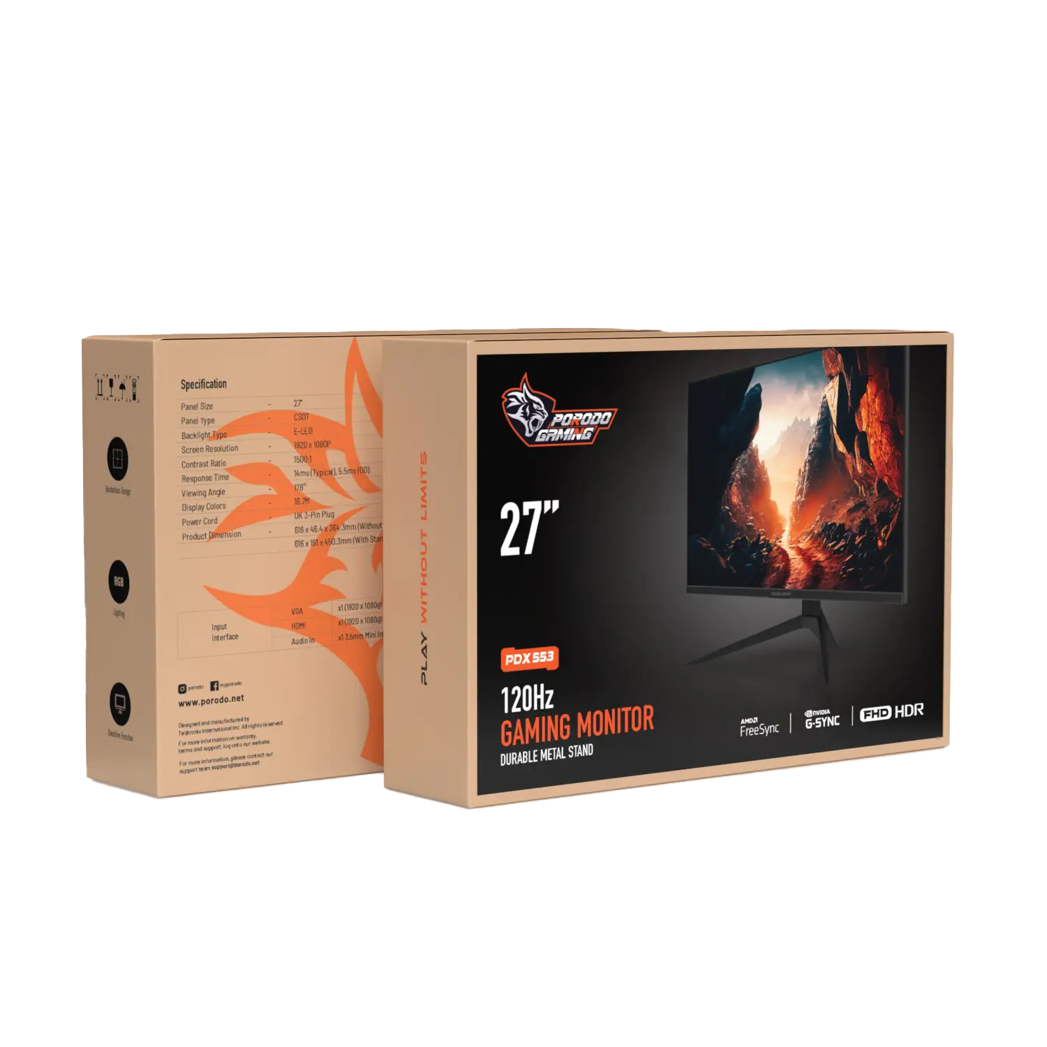 Porodo Gaming 27" FHD 120Hz Gaming Monitor - Black