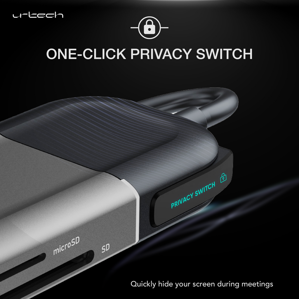 URTECH 6-in-1 USB-C Hub Privacy Screen Protection 4K HDMI SD Card Reader 100W PD Premium Aluminum Design URTECH 6-in-1 USB-C Hub Privacy Screen Protection 4K HDMI SD Card Reader 100W PD Premium Aluminum Design