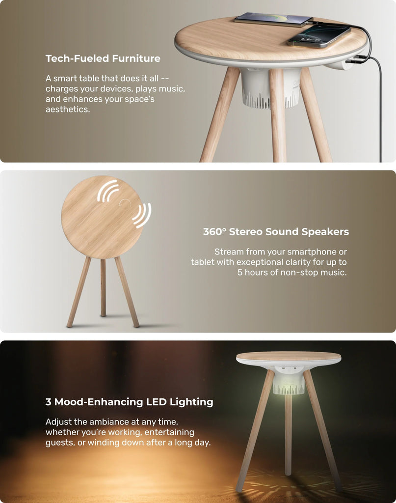 Momax Cymbal Coffee Table With Wireless Speaker Momax Cymbal Coffee Table With Wireless Speaker