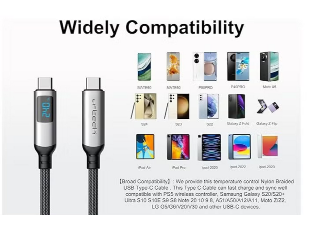 URTECH 240W USB4 Cable 40Gbps DataTransfer Real-Time Power Monitoring URTECH 240W USB4 Cable 40Gbps DataTransfer Real-Time Power Monitoring