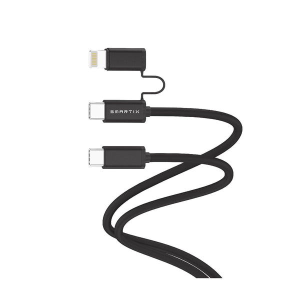 SMARTIX PREMIUM 2 IN 1 CABLE TYPE C TO C 60W & LIGHTNING 20W SMARTIX PREMIUM 2 IN 1 CABLE TYPE C TO C 60W & LIGHTNING 20W