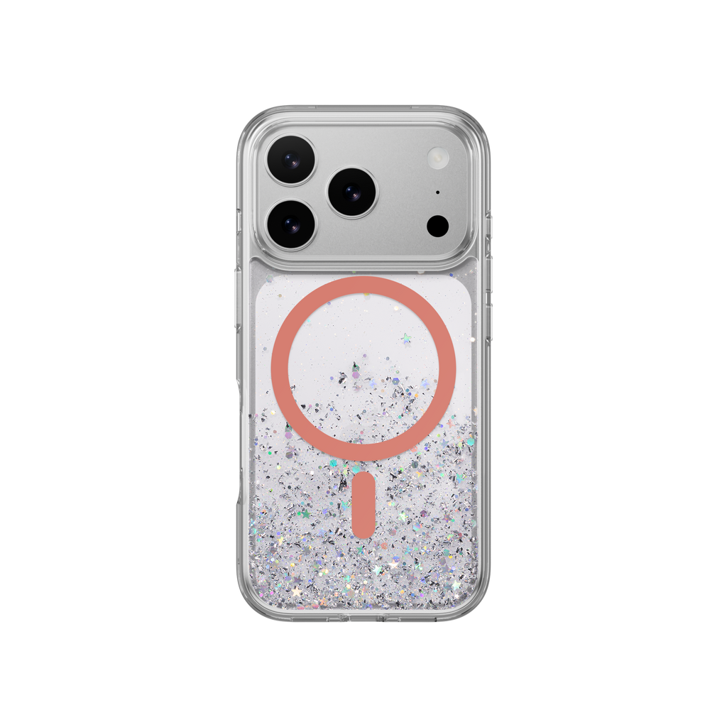 SWITCHEASY STARFIELDM 3D GLITTER PROTECTIVE CASE FOR IPHONE 17 PRO -TRANSPARENT/CORAL RING