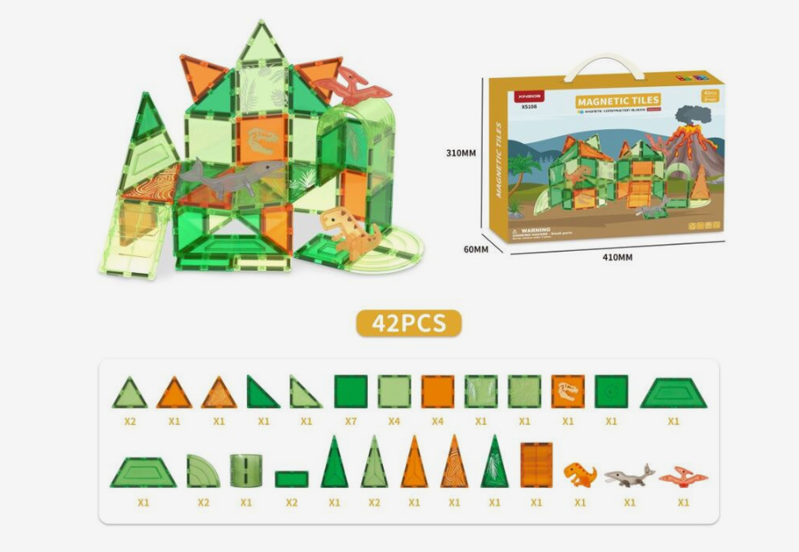 Xinaida Jurassic Dinosaur Magnetic Bricks (42pcs) Xinaida Jurassic Dinosaur Magnetic Bricks (42pcs)