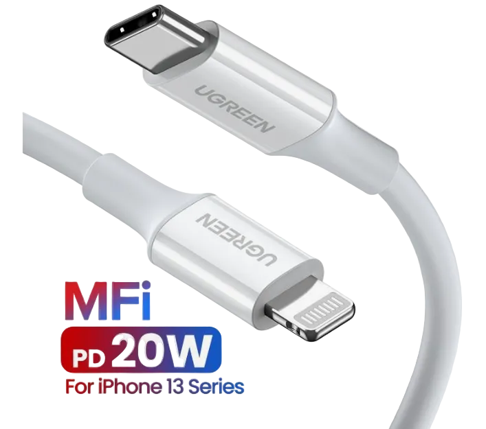 UGREEN Lightning To Type-C 2.0 Male Cable White (1M) UGREEN Lightning To Type-C 2.0 Male Cable White (1M)