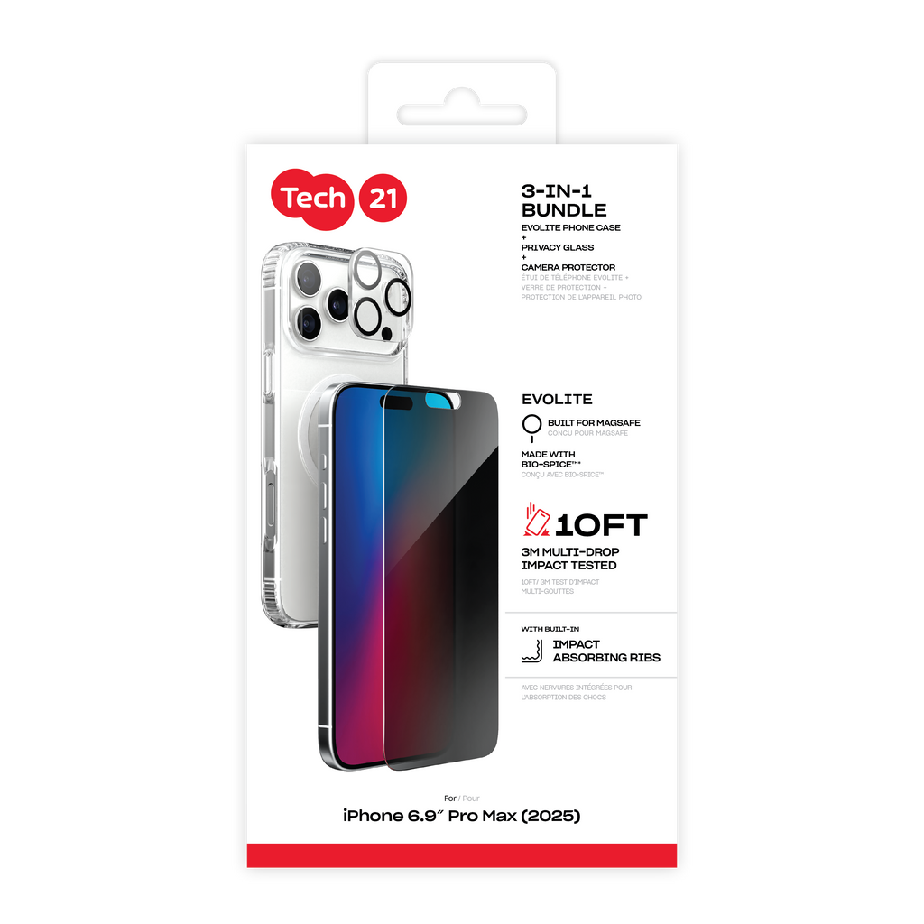 Tech21 iPhone 17 Series EvoLite MageSafe Case/ Impact Glass/ Camera Lens - Privacy