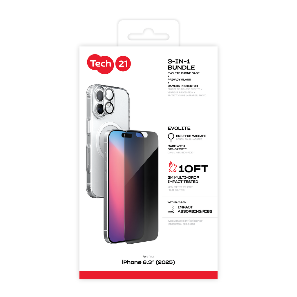 Tech21 iPhone 17 Series EvoLite MageSafe Case/ Impact Glass/ Camera Lens - Privacy Tech21 iPhone 17 Series EvoLite MageSafe Case/ Impact Glass/ Camera Lens - Privacy
