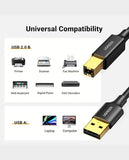 UGREEN USB 2.0 Print Cable / 480Mbps / USB-A - USB-B / Print, Scanner, Fax Machine, Piano / US135 - Black