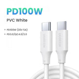 UGREEN USB-C 2.0 Male To USB-C 2.0 Male 3A Data Cable  White  (2m)
