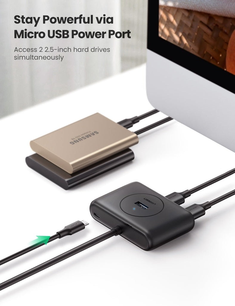 UGREEN 4-in-1 USB 3.0 Data Hub 1 meter cable (Black) UGREEN 4-in-1 USB 3.0 Data Hub 1 meter cable (Black)