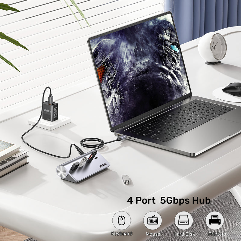 Unitek USB-C to 4 port USB Hub (2xUSB-A 5Gbps + 2xUSB-C 5Gbps) with USB-C Power Port Unitek USB-C to 4 port USB Hub (2xUSB-A 5Gbps + 2xUSB-C 5Gbps) with USB-C Power Port