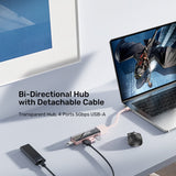 Unitek Bi-Directional USB-C/USB-A 5Gbps Hub (4xUSB-A) White With Detachable USB Cable Works with USB-A and USB-C