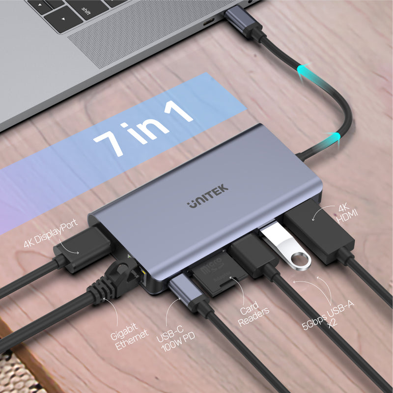 Unitek 7 Port USB-C and USB-A 5Gbps Hub (USB3.0 + 6xUSB2.0) Space Grey Unitek 7 Port USB-C and USB-A 5Gbps Hub (USB3.0 + 6xUSB2.0) Space Grey