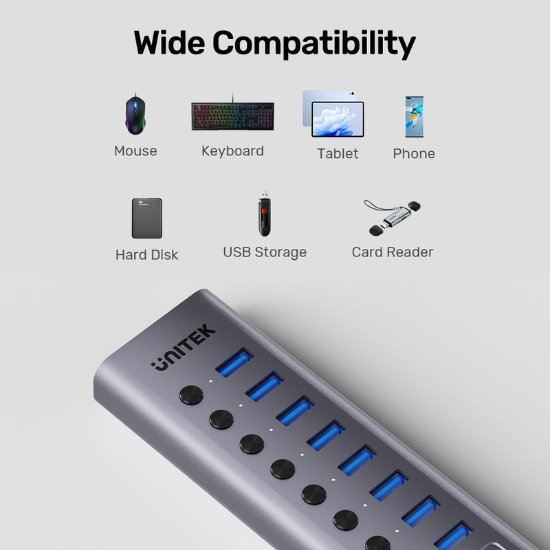 Unitek 10-in-1 USB-C 5 12V Power Adapter with 2-in-1 USB-C/USB-A Cable With BC1.2 Charging Function Unitek 10-in-1 USB-C 5 12V Power Adapter with 2-in-1 USB-C/USB-A Cable With BC1.2 Charging Function