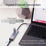 Unitek 4-in-1 USB-C 5Gbps Hub with USB-A Adapter (3-USB3.0 + Gigabit Ethernet) Space Grey