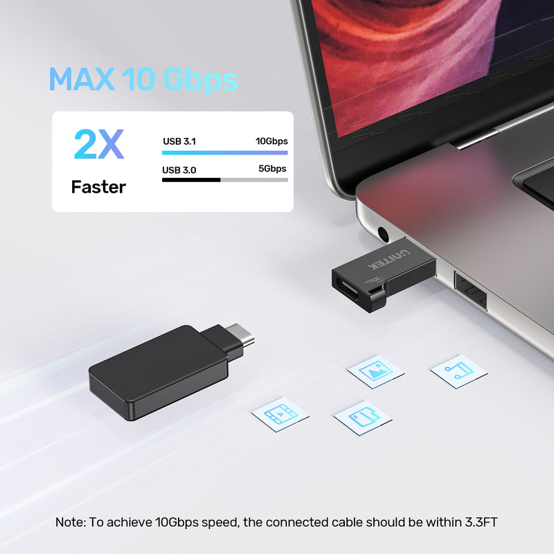 Unitek USB 3.2 USB A to USB-C Adapter 10Gbps Supports Data Sync & 3A Fast Charging Unitek USB 3.2 USB A to USB-C Adapter 10Gbps Supports Data Sync & 3A Fast Charging