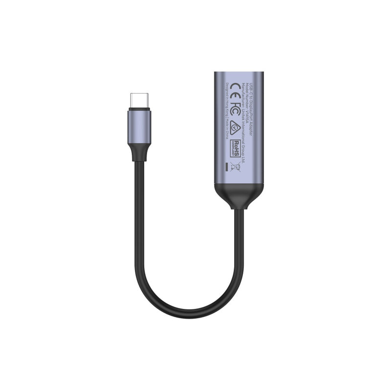 Unitek USB-C to Display Port (DP) Adapter 4Kat144Hz or 8Kat60Hz Grey & Black