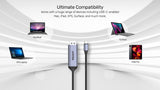 Unitek 1.8M USB-C To DP1.4 8K 60Hz Adapter Cable Space Grey
