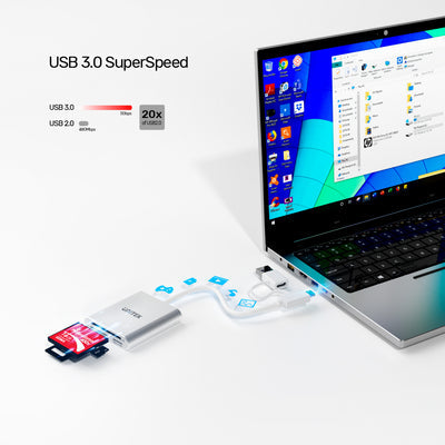 Unitek USB3.0 to Multi-In-One Aluminium Card Reader (With USB-C Adaptor) Unitek USB3.0 to Multi-In-One Aluminium Card Reader (With USB-C Adaptor)