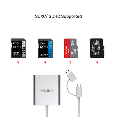 Unitek USB3.0 to Multi-In-One Aluminium Card Reader (With USB-C Adaptor) Unitek USB3.0 to Multi-In-One Aluminium Card Reader (With USB-C Adaptor)
