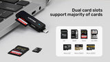 Unitek USB 3.0 USB C to Micro SD/SD Card Reader Black