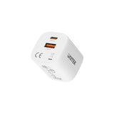 Unitek 33W Dual Port Wall Charger (USB-A QC+USB-C PD) White UK Plug