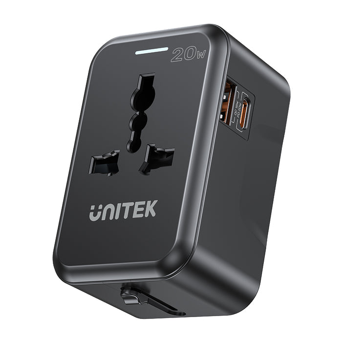 Unitek 20W Universal Travel Power Adapter with EU/UK/US/AU Plugs