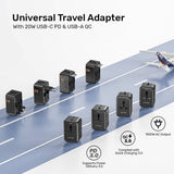Unitek 20W Universal Travel Power Adapter with EU/UK/US/AU Plugs