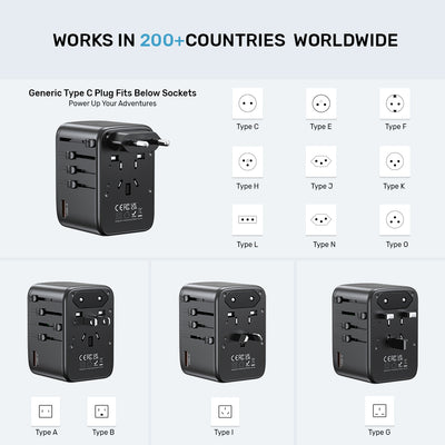 Unitek 65W Universal Travel Power Adapter with EU/UK/US/AU Plugs Unitek 65W Universal Travel Power Adapter with EU/UK/US/AU Plugs